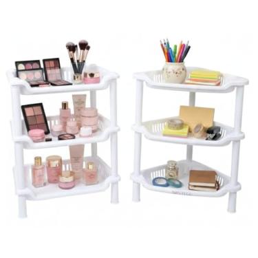 Imagem de Prateleira Organizadora 3 Andares Estante Organizador Multiuso Cantoneira Suporte Organizador (Triangular)