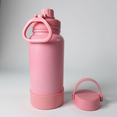 Imagem de Garrafa Térmica Rosa, Aço Inoxidável 304, 950ml, Isolamento a Vácuo, Mantém Bebidas Geladas 20h e Quentes 10h, Livre de BPA, Tampa Extra e Protetor de Silicone, Presente
