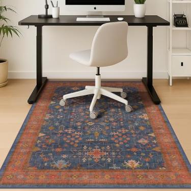 Imagem de Tapete de cadeira de escritório azul marinho para pisos de madeira, tapete antiderrapante lavável para escritório em casa, 122 x 152 cm, protetor de piso de azulejo para cadeira de jogos de computador