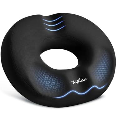 Imagem de ZIKEE Travesseiro duplo em forma de U para dor no cóccix, almofada de hemorroida para sentar com orifício de alívio de pressão e design inclinado, almofada de assento de donut para cóccix, pós-parto e