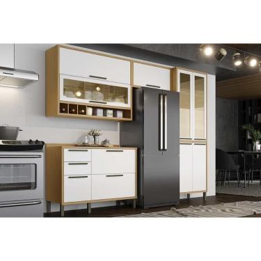 Imagem de Cozinha Modulada Ronipa Syrah 4 Peças (2aéreo+1balcão+1paneleiro) C4p05 Amendoa/branco-ronipa