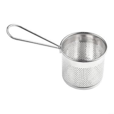 Imagem de Coador de massa de malha fina de aço inoxidável com cesta profunda, escorredor de grande capacidade para escorrer macarrão, bolinhos de espaguete, legumes, frutas para uso na cozinha (A)