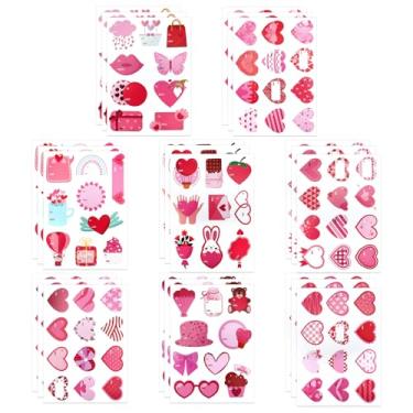 Imagem de Adesivos de Dia dos Namorados, 252 peças de etiquetas de coração de Dia dos Namorados, 24 folhas rosa para presentes de dia dos namorados, etiquetas de nome para embrulho de presente, selos, cartões