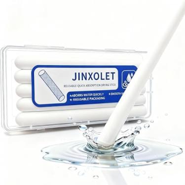 Imagem de Pacote com 5 bastões de secagem de fibra, desumidificador reutilizável para controle de umidade e odor (16,5 × 1,35 cm) com embalagem selada individual e caixa de armazenamento de acrílico