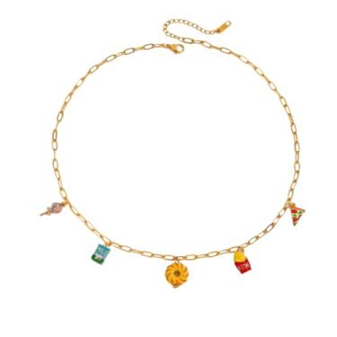 Imagem de Colar com pingente de sol, estrela-do-mar, pérola, coração, tartaruga, sol, dopamina, aço inoxidável, clavícula, joia banhada a ouro