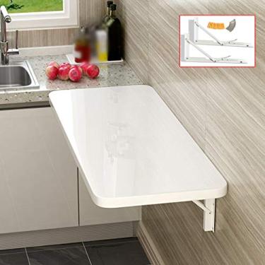 Imagem de Mesa dobrável de parede, mesa de jantar flutuante multifuncional, mesa de computador, para bancada de trabalho, cozinha, lavanderia, escritório em casa, 20 tamanhos, branca, com acessórios (80 x 30 cm