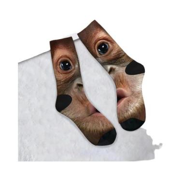 Imagem de Meias De Compressão Masculinas Com Estampa Engraçada De Rosto De Goril