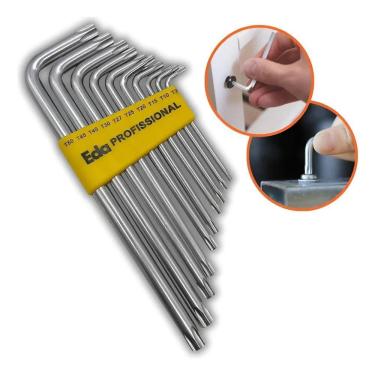 Imagem de Kit 10 Peças Chave L Torx Torque Estrela Com Furo No Meio Ci