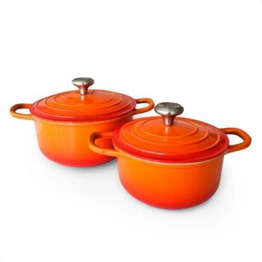 Imagem de Jogo de Panelas 2 Peças Cerâmica Antiaderente Indução Laranja Degradê 