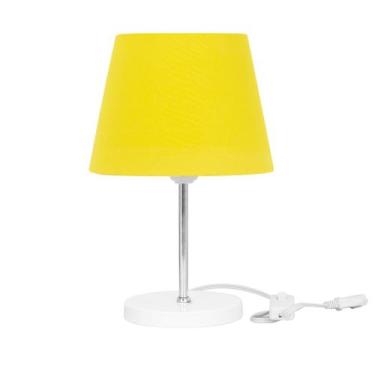 Imagem de Abajur Eros Dome Amarelo Base Redonda Branco - MARRYLUZ