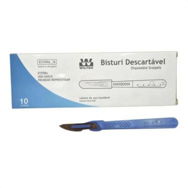 Imagem de Bisturi Descartável de Aço Inoxidável N24 10 Unidades Wiltex