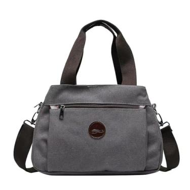 Imagem de Bolsa Transversal de Lona Moderna Feminina Tote Ombro com Múltiplos Bolsos para Trabalho