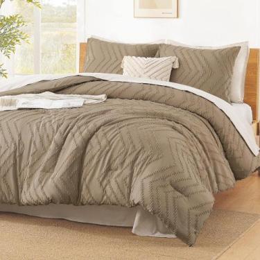 Imagem de Conjunto de edredom Litanika Oversize King Size Taupe, 3 peças