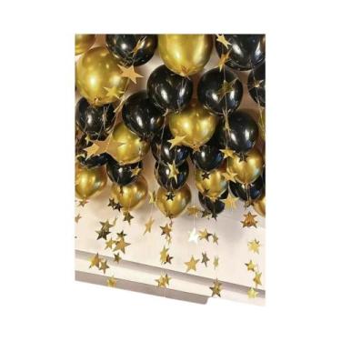 Imagem de Balões Metálicos Grossos Em Preto, Dourado, Prata E Branco, 43 Peças P