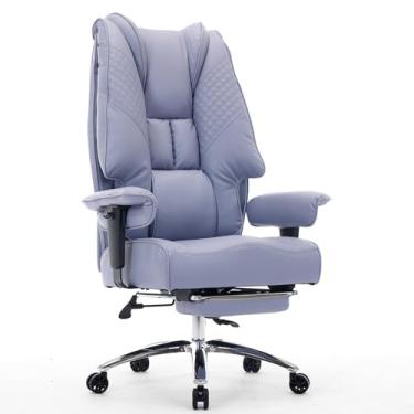 Imagem de EXCEBET Cadeira de escritório grande e alta, assento largo de 181 kg, cadeira executiva de couro com encosto alto com apoio para os pés, cadeiras ergonômicas, suporte lombar para alívio da dor lombar
