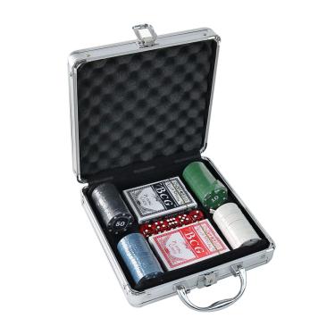 Imagem de Jogo De Poker Com Maleta 100 Fichas Numeradas 2 Baralhos