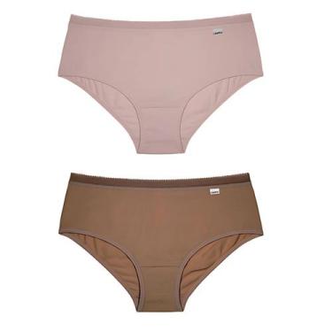 Imagem de Kit 2 Calcinhas Cintura Alta Delrio Cobre Bumbum Respirável Algodão, Q