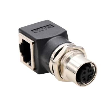 Imagem de HangTon Adaptador Ethernet M12 para RJ45, fêmea de código D de 4 pinos para switch de rede Profinet EtherCat, sensor de automação de controle de máquina industrial, codificador de sensor de automação