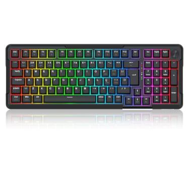 Imagem de Teclado Mecânico Gamer Redragon Arlokks Preto RGB Gasket Mount 1800 Compact Switch Redragon RPC linear QMK/VIA Hotswap 5 Pinos Roda de Volume Tri-Mode USB Tipo-C, Bluetooth e USB 2.4GHz K742B