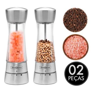 Imagem de Jogo De Moedor De Sal E Pimenta Tramontina Aço Inox Cerâmica 2 Peças