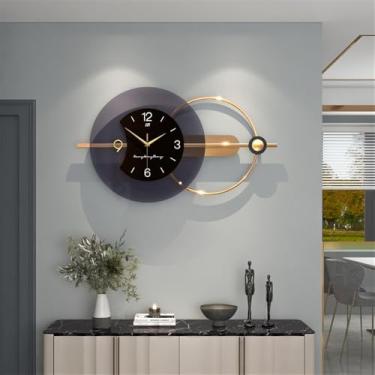 Imagem de Relógio de parede moderno, design de metal 3D, relógio decorativo grande para sala de estar e entrada, decoração de casa elegante e leve e luxuosa