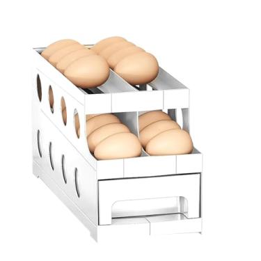 Imagem de Suporte de para geladeira, dispensador de de 2 camadas para geladeira – bandeja que economiza espaço para coletar prateleira, cozinha, casa, organizar geladeira