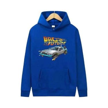 Imagem de Hoodie Retro Com Estampa De Carro DeLorean Para Homens, Manga Longa, C