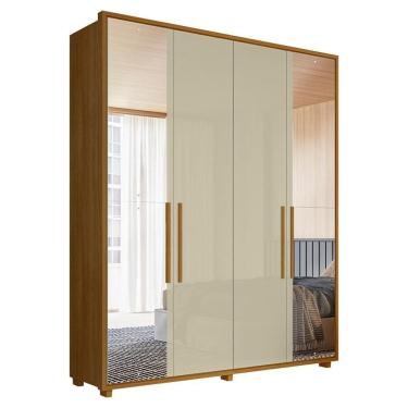 Imagem de Guarda Roupa Casal 4 Portas Com Espelho Mdf Greco 188 Cm Cumaru Opala Madetec