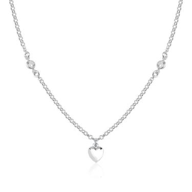 Imagem de Colar Choker Coração Liso- Zirconias Prata 925