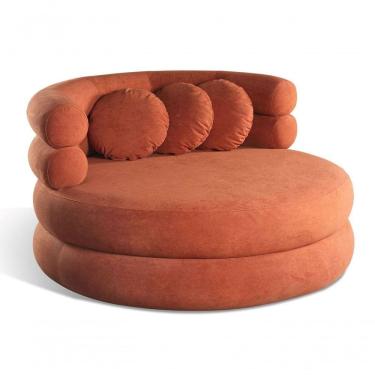 Imagem de Chaise Estofada Redonda Terracota Orgânica 1,40x1,40x0,82mt Awa