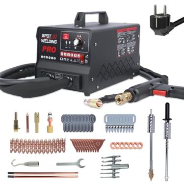 Imagem de PLAYOCCAR Máquina extrator de amassados de soldador a ponto, máquina de solda de pino 220V 3500W para kit de reparo de amassados de carroceria de carro com soldagem automática/manual e 6 modos de