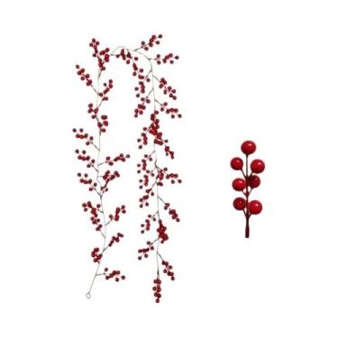 Imagem de Guirlanda De Natal Com Bagas Vermelhas E Folhagem Artificial De Azevin