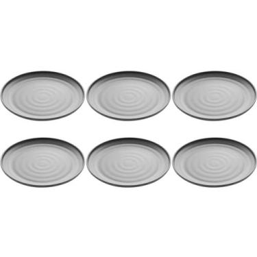 Imagem de Kit 6 Pratos de Melamina Preto Fosco 25,5cm para Sushi Casa Restaurant