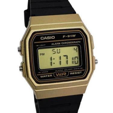 Imagem de Relógio Casio Digital Unissex Clássico Dourado F-91WM-9ADF