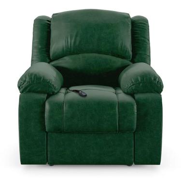 Imagem de Poltrona Do Papai Reclinável Sala De Cinema Barcelona Controle Elétrico Pu Verde Musgo