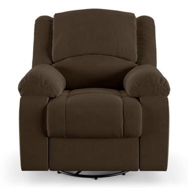 Imagem de Poltrona Do Papai Reclinável Sala De Cinema Barcelona Glider Manual Giratória Usb Veludo Marrom