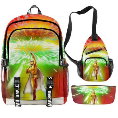 Imagem de Conjunto de mochilas Anime School One Punchs Mans para crianças, 3 uni