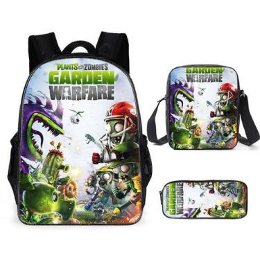 Imagem de Conjunto de mochilas Plants Zombies Cartoon Kids School Nylon - Yiweis
