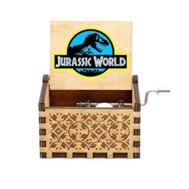 Imagem de Caixa de música Jurassics Hand Crank, madeira esculpida antiga - yiwei