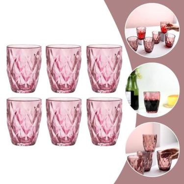 Imagem de Jogo 6 Copos de Vidro Diamond Safira 280ml Luxo Resistente Água Suco B
