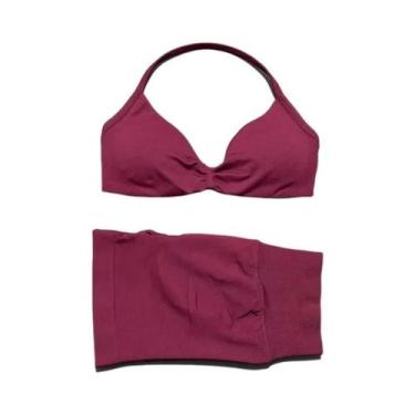 Imagem de Conjunto De Yoga Feminino De 2 Peças Com Top De Alças E Shorts Para Ac