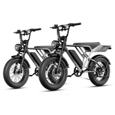 Imagem de Bicicleta elétrica Jasion RetroVolt Pro cinza dupla, pneus 20x4, motor 750W pico 3000W,...