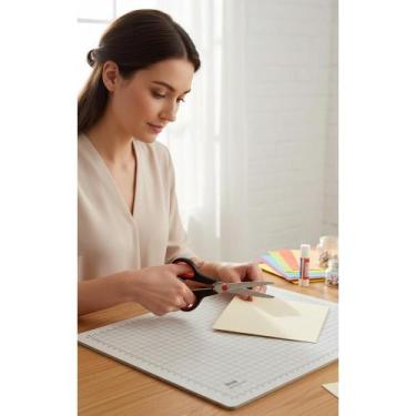 Imagem de Tesoura Inox 21cm Ergonômica Profissional Corte Preciso - Congratulati