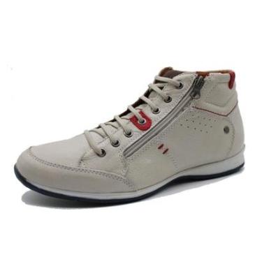 Imagem de Sapatenis Cano Alto Masculino Couro Calce Facil Elastico Detalhe Ziper Lateral Macio So...