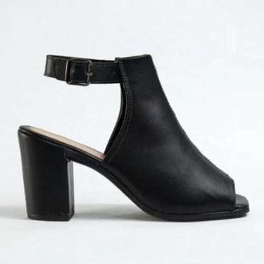Imagem de Sandalia Feminina Fechada Estilo Peep Toe Salto Gross-Feminino