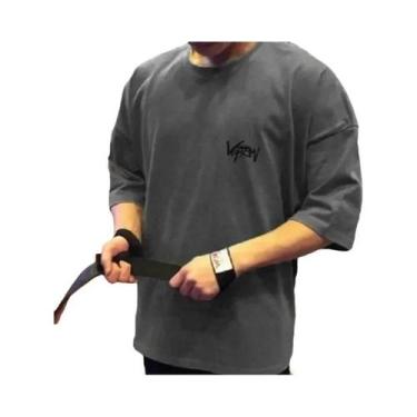 Imagem de Camiseta Esportiva Masculina Oversized De Algodão Com Gola Redonda Par