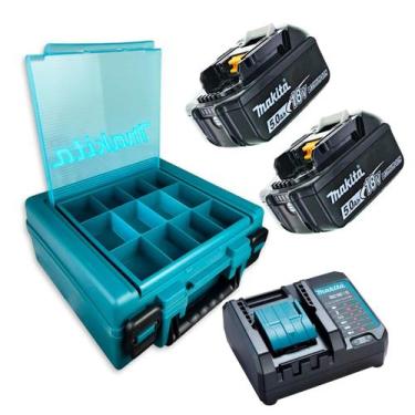 Imagem de Kit Maleta Plástica Com 2 Baterias BL1850B E Carregador Bivolt DC18WC 