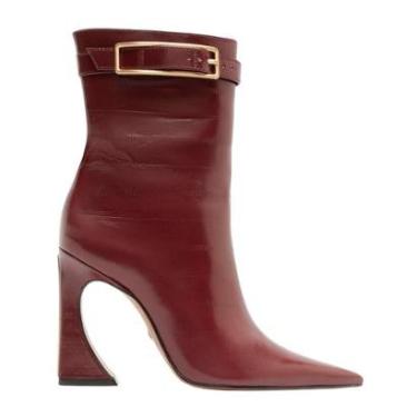 Imagem de Bota Couro Cano Médio Salto Flare Fivela-Feminino