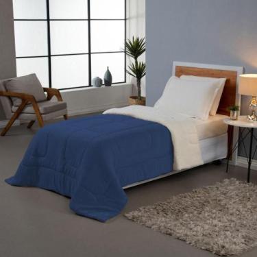 Imagem de Coberdrom Cobertor Solteiro Soft Sherpa de Carneiro Azul - Home Fernan
