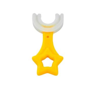 Imagem de Escova De Dentes Infantil De Silicone Formato Em U 360 Graus Amarelo